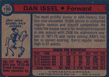 1974-75 Topps #190 Dan Issel Back