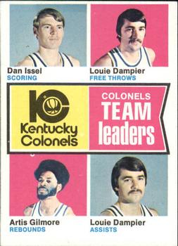 1974-75 Topps #224 Kentucky Colonels Team Leaders (Dan Issel / Louie Dampier / Artis Gilmore) Front