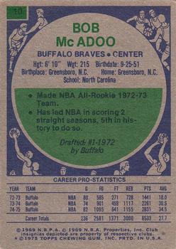 1975-76 Topps #10 Bob McAdoo Back
