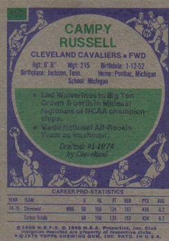 1975-76 Topps #156 Campy Russell Back