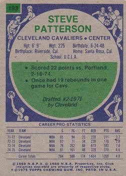 1975-76 Topps #193 Steve Patterson Back