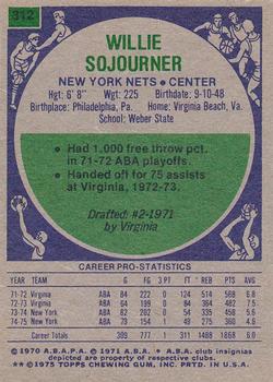 1975-76 Topps #312 Willie Sojourner Back