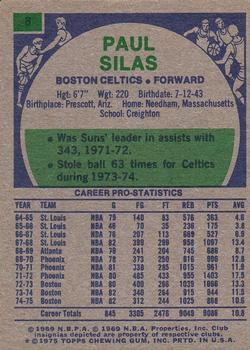 1975-76 Topps #8 Paul Silas Back