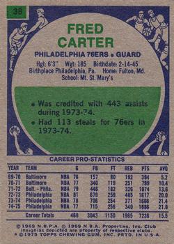 1975-76 Topps #38 Fred Carter Back