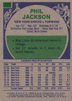 1975-76 Topps #111 Phil Jackson Back