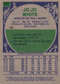 1975-76 Topps #135 Jo Jo White Back