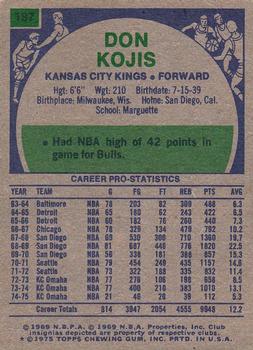 1975-76 Topps #197 Don Kojis Back