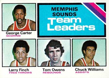 1975-76 Topps #281 Memphis Sounds Team Leaders (George Carter / Larry Finch / Tom Owens / Chuck Williams) Front