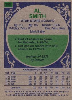 1975-76 Topps #306 Al Smith Back
