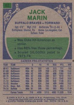 1975-76 Topps #82 Jack Marin Back