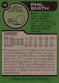 1977-78 Topps #12 Phil Smith Back