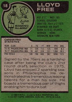 1977-78 Topps #18 Lloyd Free Back