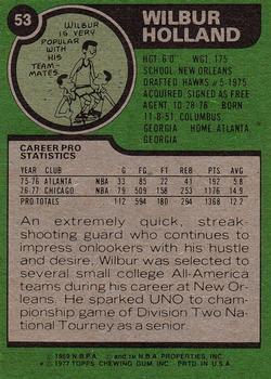 1977-78 Topps #53 Wilbur Holland Back