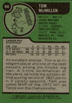 1977-78 Topps #66 Tom McMillen Back