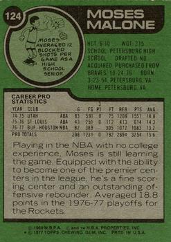 1977-78 Topps #124 Moses Malone Back