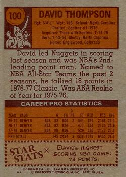1978-79 Topps #100 David Thompson Back