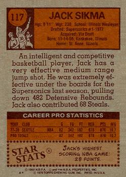 1978-79 Topps #117 Jack Sikma Back