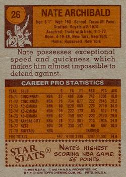1978-79 Topps #26 Nate Archibald Back