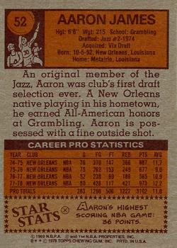 1978-79 Topps #52 Aaron James Back