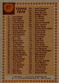 1978-79 Topps #67 Checklist 1-132 Back