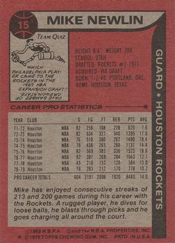 1979-80 Topps #15 Mike Newlin Back