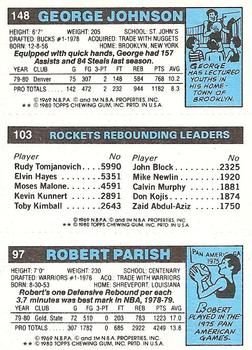 1980-81 Topps #97 / 103 / 148 Robert Parish / Moses Malone  / George Johnson Back