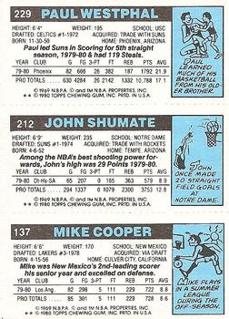 1980-81 Topps #137 / 212 / 229 Mike Cooper / John Shumate / Paul Westphal Back