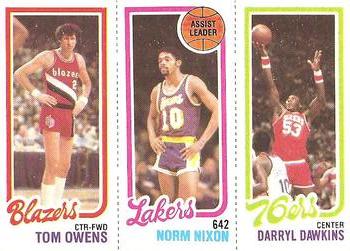 1980-81 Topps #134 / 180 / 201 Tom Owens / Norm Nixon / Darryl Dawkins Front