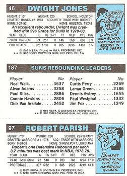 1980-81 Topps #46 / 97 / 187 Robert Parish / Leonard Robinson / Dwight Jones Back