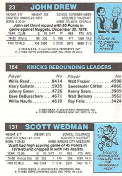1980-81 Topps #23 / 131 / 164 Scott Wedman / Bill Cartwright / John Drew Back