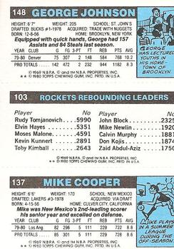1980-81 Topps #103 / 137 / 148 Mike Cooper / Moses Malone / George Johnson Back