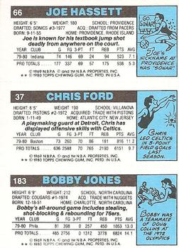 1980-81 Topps #37 / 66 / 183 Bobby Jones / Chris Ford / Joe Hassett Back
