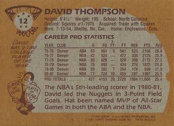 1981-82 Topps #12 David Thompson Back