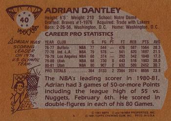 1981-82 Topps #40 Adrian Dantley Back