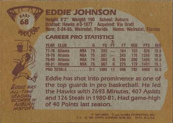 1981-82 Topps #E68 Eddie Johnson Back