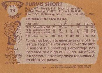 1981-82 Topps #W74 Purvis Short Back