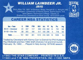 1983 Star All-Star Game #6 Bill Laimbeer Back