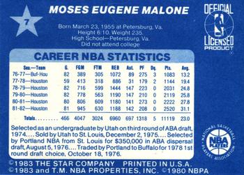 1983 Star All-Star Game #7 Moses Malone Back