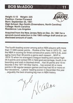 1983-84 BASF Los Angeles Lakers  #6 Bob McAdoo Back