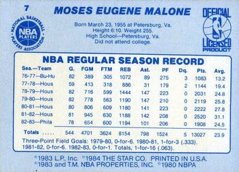 1983-84 Star #7 Moses Malone Back
