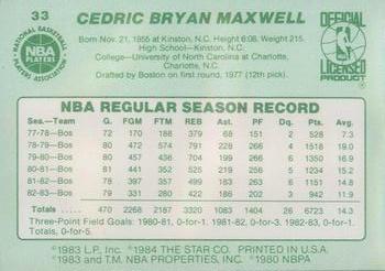 1983-84 Star #33 Cedric Maxwell Back