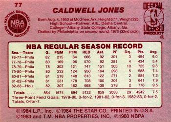 1983-84 Star #77 Caldwell Jones Back