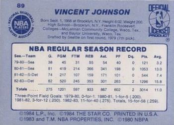 1983-84 Star #89 Vinnie Johnson Back