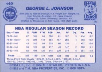 1983-84 Star #160 George Johnson Back