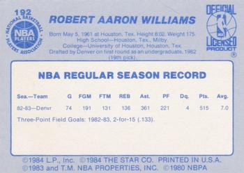 1983-84 Star #192 Rob Williams Back