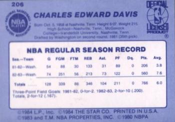 1983-84 Star #206 Charlie Davis Back
