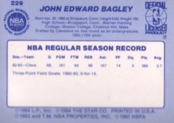 1983-84 Star #229 John Bagley Back