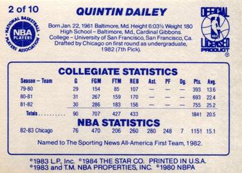1983-84 Star All-Rookies #2 Quintin Dailey Back