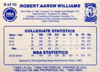 1983-84 Star All-Rookies #9 Rob Williams Back