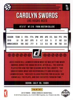 2019 Donruss WNBA #19 Carolyn Swords Back